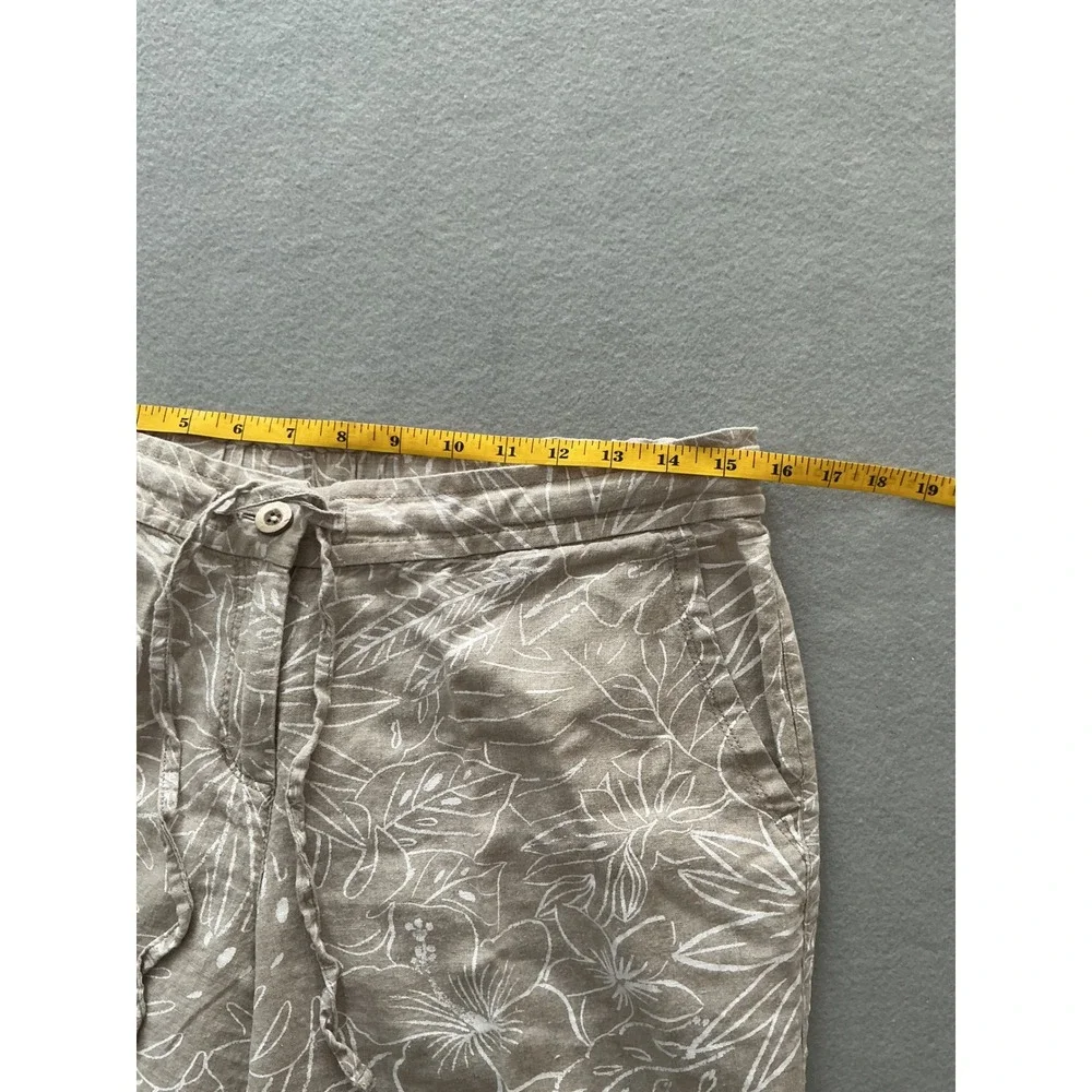 Tommy Bahama Pants Size S Tan White Tropical Floral Linen Cotton Drawstring - Picture 5 of 7